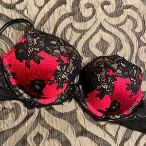 Victoria’s Secret Bra. Black with red. Lace. Beautiful, vibrant colors.